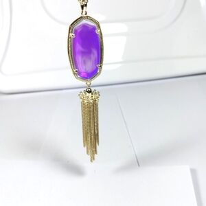 Kendra Scott Rayne Necklace in Gold w/ Iridescent Dichroic Glass Stone Nwt New